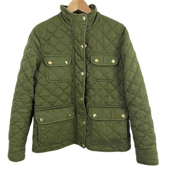 J. Crew Quilted Downtown Field Jacket Barn Chore Green Women Size Small - Picture 1 of 11
